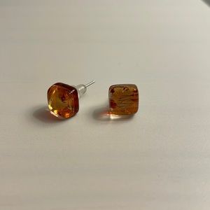 Orange glass studs from Italy